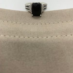 David Yurman Black Onyx Petite Wheaton Ring Size 8